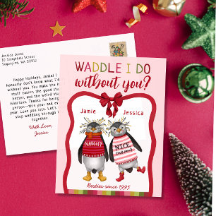 Cartes Pour Fêtes Annuelles Je M'Enroule Sans Toi ? Noël de Penguin Bestie