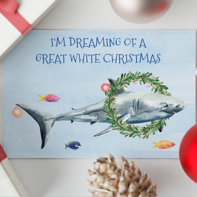 Cartes Pour Fêtes Annuelles Je rêve d'un grand requin blanc de Noël (Créateur téléchargé)