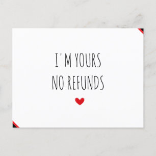 Cartes Pour Fêtes Annuelles Je suis à vous Aucun remboursement heureux Valenti
