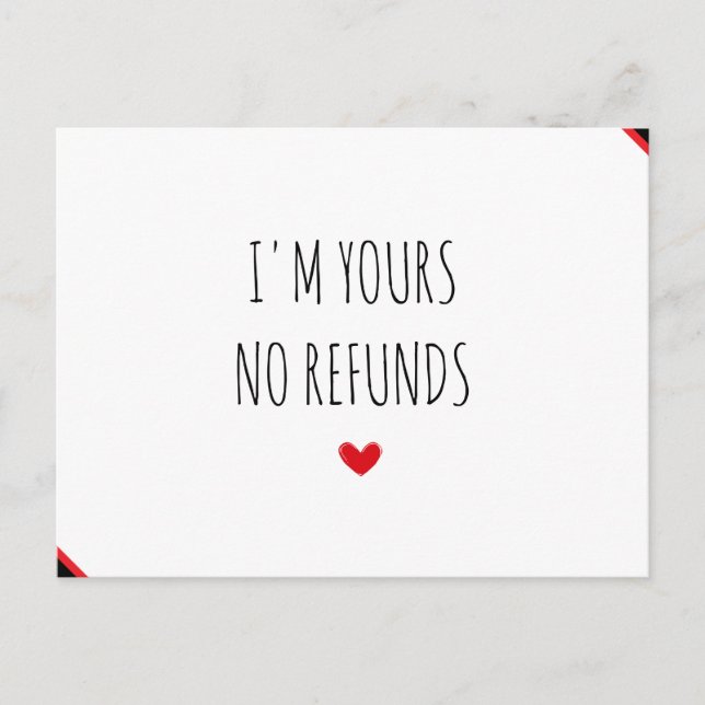 Cartes Pour Fêtes Annuelles Je suis à vous Aucun remboursement heureux Valenti (Devant)