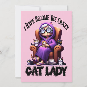 Cartes Pour Fêtes Annuelles Je Suis Devenue La Dame Du Chat Fou
