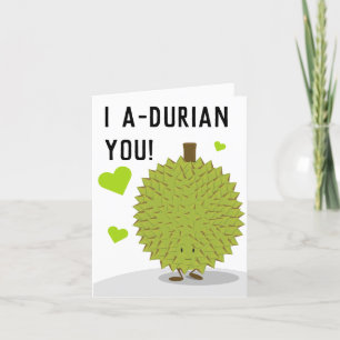 Cartes Pour Fêtes Annuelles Je T'Adore Pun De Nourriture Durian Cartoon