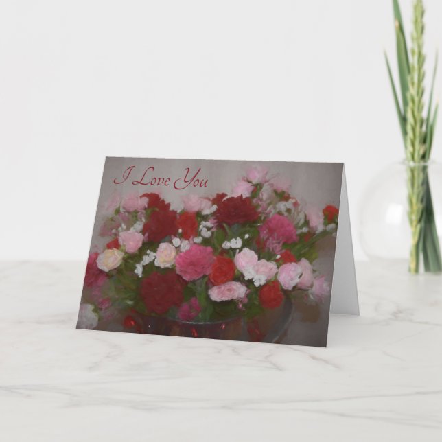 Cartes Pour Fêtes Annuelles Je t'aime avec des fleurs (Devant)
