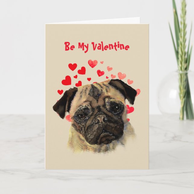 Cartes Pour Fêtes Annuelles Je t'aime Carlin Chien Valentine (Devant)