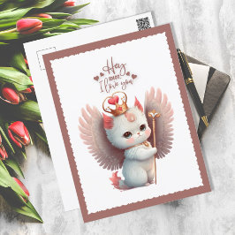 Cartes Pour Fêtes Annuelles Je t'aime Chibi Angel Kitty Chat Valentine