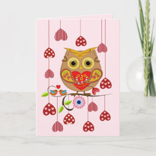 Cartes Pour Fêtes Annuelles Je t'aime Chouette de Saint-Valentin