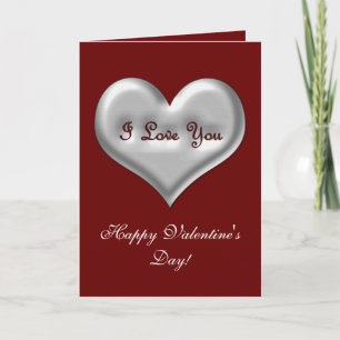 Cartes Pour Fêtes Annuelles Je t'aime coeur gris avec effet métallique