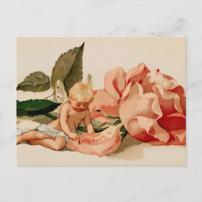 Cartes Pour Fêtes Annuelles "Je t'aime" cupide cherub victorien valentine (Devant)