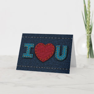 Cartes Pour Fêtes Annuelles Je t'aime - denim