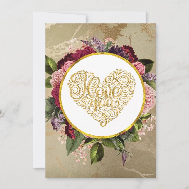 Cartes Pour Fêtes Annuelles Je T'Aime Fancy Golden Ornate Heart (Devant)