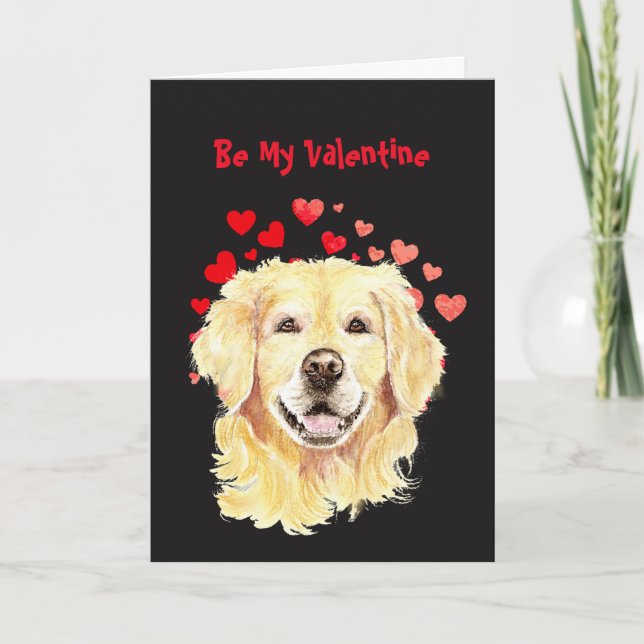 Cartes Pour Fêtes Annuelles Je t'aime, Golden Retriever Chien Valentine (Devant)