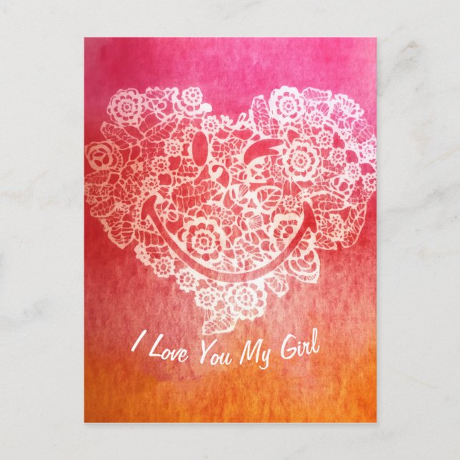 Cartes Pour Fêtes Annuelles Je T'Aime Joyeuses Fleurs Coeur Emoji Visage souri (Devant)