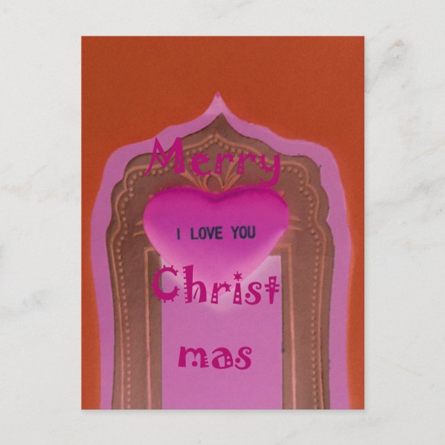 Cartes Pour Fêtes Annuelles Je t'aime Joyeux Coeur de Noël (Devant)