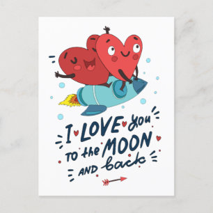 Cartes Pour Fêtes Annuelles Je t'aime jusqu'à la lune et retour