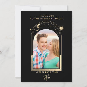 Cartes Pour Fêtes Annuelles Je t'aime jusqu'à la lune Photo Céleste Noir Or