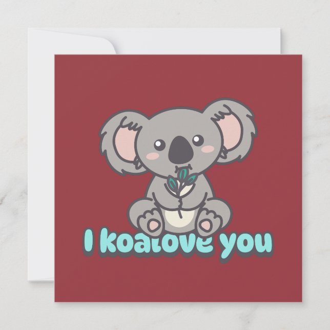 Cartes Pour Fêtes Annuelles Je t'aime Koala pun de l'ours (Devant)