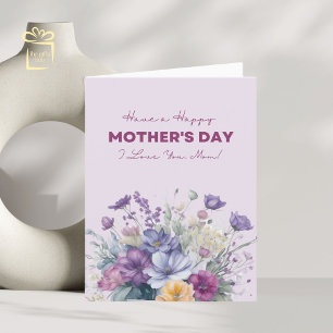 Cartes Pour Fêtes Annuelles Je t'aime Maman Fleurs sauvages d'aquarelle person