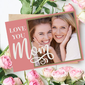 Cartes Pour Fêtes Annuelles Je t'aime Maman Photo et Texte Personnalisés