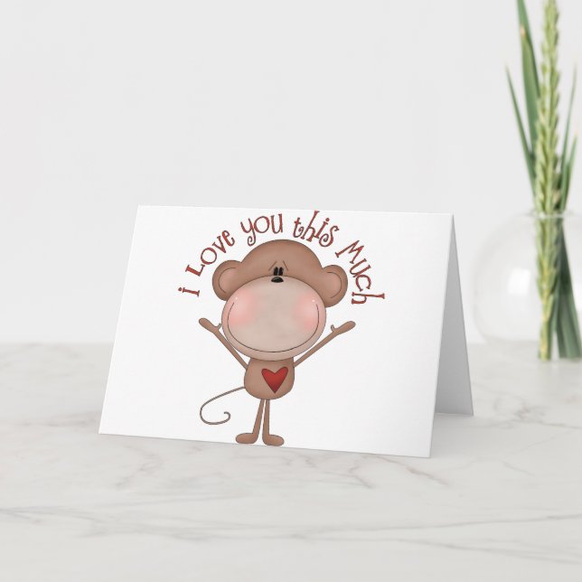 Cartes Pour Fêtes Annuelles Je t'aime MONKEY (Devant)