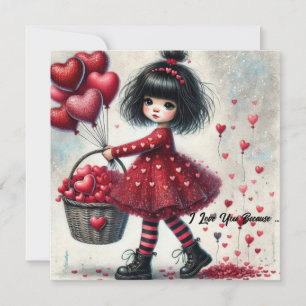 Cartes Pour Fêtes Annuelles Je t'aime parce que petite fille rouge parties sci