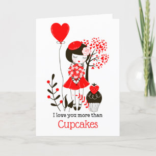 Cartes Pour Fêtes Annuelles Je t'aime plus que les gâteaux/rouges/noirs/valent