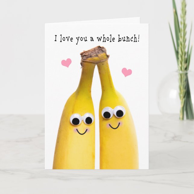Cartes Pour Fêtes Annuelles Je T'Aime Romance Humour Banana (Devant)