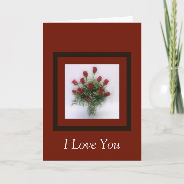 Cartes Pour Fêtes Annuelles Je T'Aime | Saint Valentin Bouquet Roses rouges (Devant)