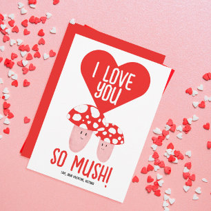 Cartes Pour Fêtes Annuelles Je t'aime tellement Champignon Amusant Saint Valen