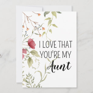 Cartes Pour Fêtes Annuelles Je t'aime, tu es ma tante Fleur cadeau