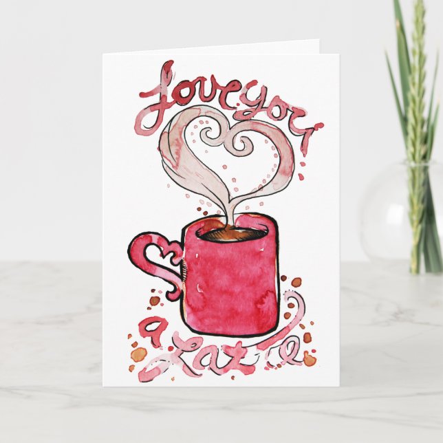 Cartes Pour Fêtes Annuelles Je t'aime un latte (Devant)