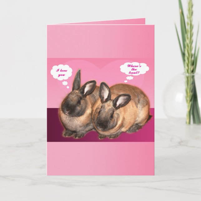 Cartes Pour Fêtes Annuelles Je t'aime Valentine deux lapins lapins (Devant)