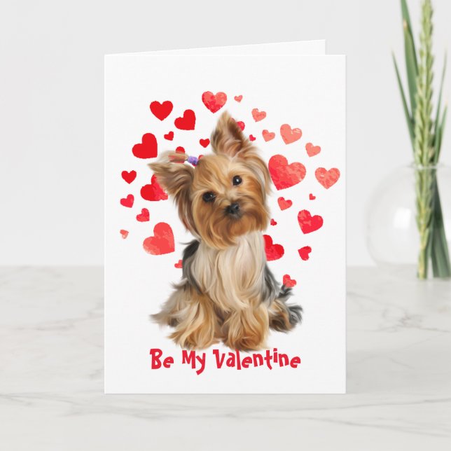 Cartes Pour Fêtes Annuelles Je t'aime, Yorkie Chien Valentine (Devant)