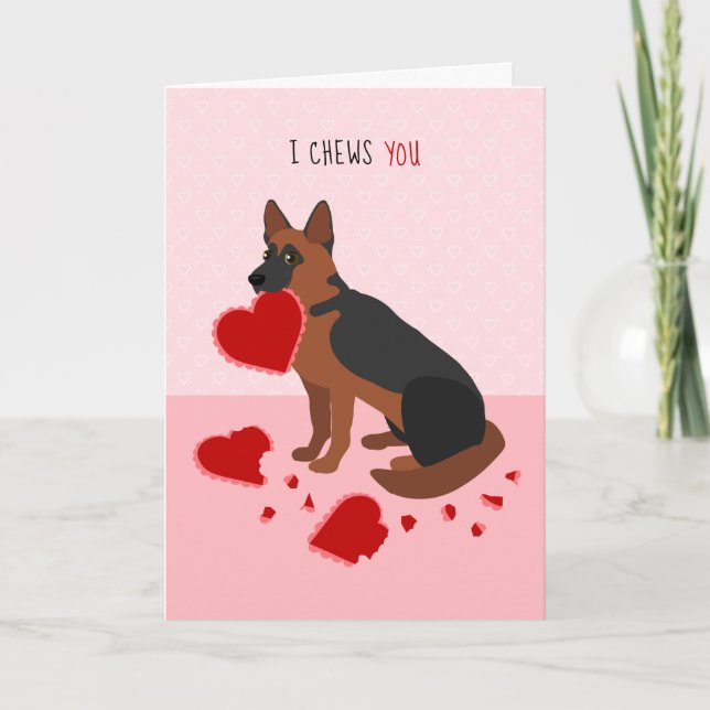 Cartes Pour Fêtes Annuelles Je te mâche berger allemand Saint-Valentin (Devant)
