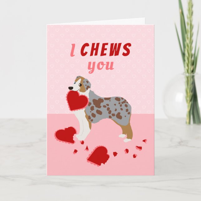 Cartes Pour Fêtes Annuelles Je te mâche le berger australien Saint-Valentin (Devant)