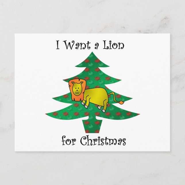 Cartes Pour Fêtes Annuelles Je veux un lion pour noël (Devant)