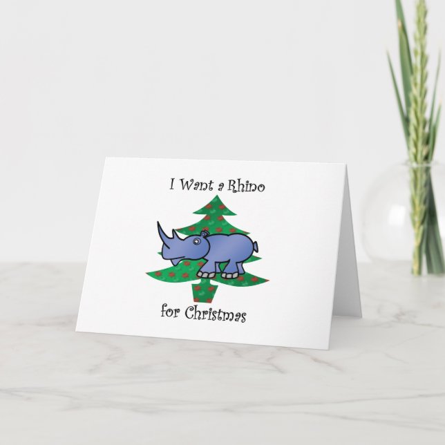 Cartes Pour Fêtes Annuelles Je veux un rhino pour Noël (Devant)