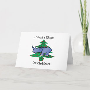 Cartes Pour Fêtes Annuelles Je veux un rhinocéros pour Noël