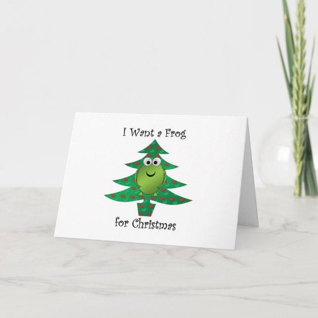 Cartes Pour Fêtes Annuelles Je veux une grenouille pour Noël (Devant)