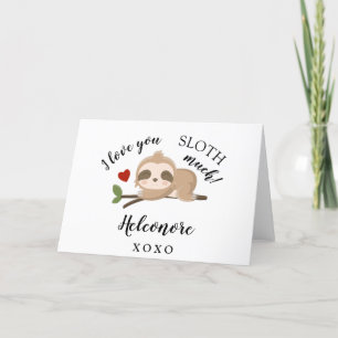Cartes Pour Fêtes Annuelles Je vous aime SLOTH beaucoup personnalisées Valenti