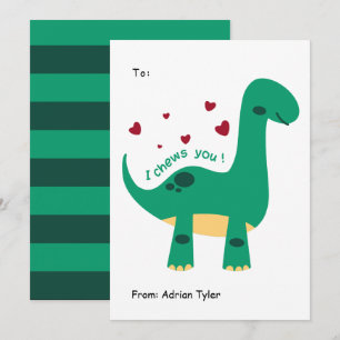 Cartes Pour Fêtes Annuelles Je Vous Chews Mignonne Dinosaure Salle de classe V