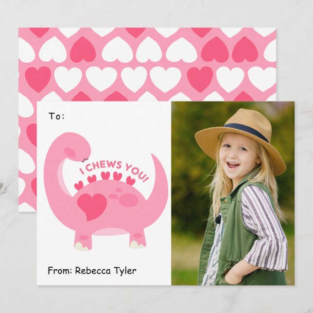Cartes Pour Fêtes Annuelles Je vous mâche mignonne classe photo Valentines Day (Devant / Derrière)