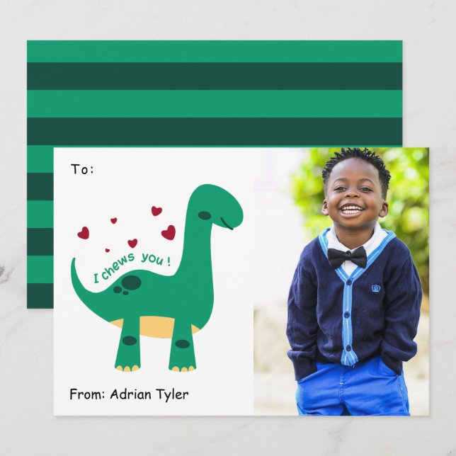 Cartes Pour Fêtes Annuelles Je vous mâche mignonne classe photo Valentines Day (Devant / Derrière)
