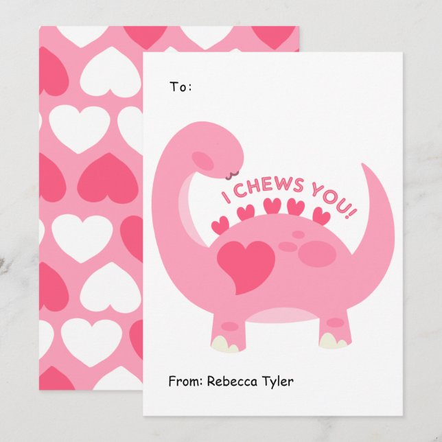 Cartes Pour Fêtes Annuelles Je Vous Montre Mignonne Classe Rose Valentines Jou (Devant / Derrière)
