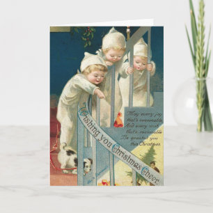 Cartes Pour Fêtes Annuelles Je vous souhaite Noël Joyeux enfants, chien sur la