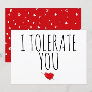 Cartes Pour Fêtes Annuelles Je Vous Tolère Drôle Vday Sarcastique