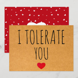Cartes Pour Fêtes Annuelles Je vous tolère Vjour de Saint Valentin sarcastique