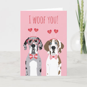 Cartes Pour Fêtes Annuelles Je vous woof Grands Dames Chiens Rose Rouge