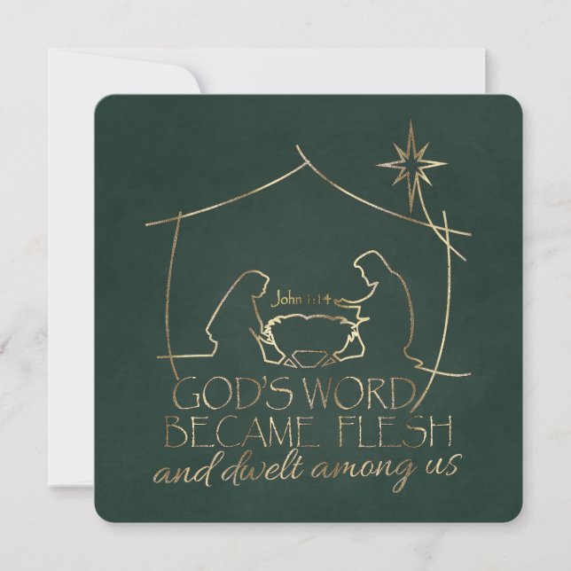 Cartes Pour Fêtes Annuelles Jean 1:14 Noël Nativité Écriture Religieuse (Devant)