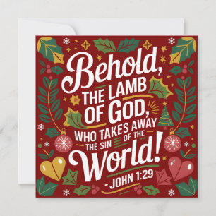 Cartes Pour Fêtes Annuelles Jean 1:29 L'Agneau de Dieu Noël chrétien
