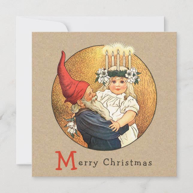 Cartes Pour Fêtes Annuelles Jenny Nyström Tomte et Lucia Noël CC1187 (Devant)